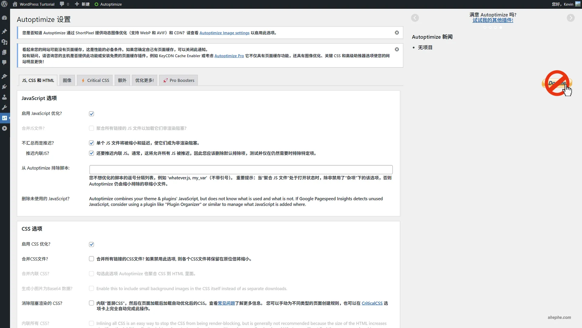 用 Autoptimize 优化加速 WordPress 网站 CSS/JS